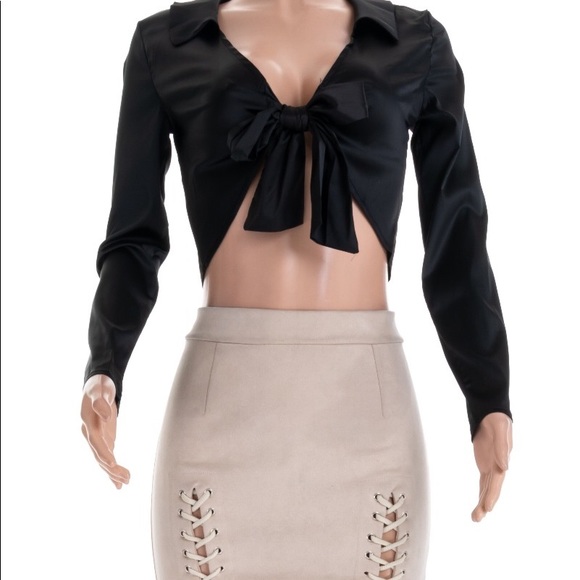 Black Satin Blouse - Picture 2 of 4